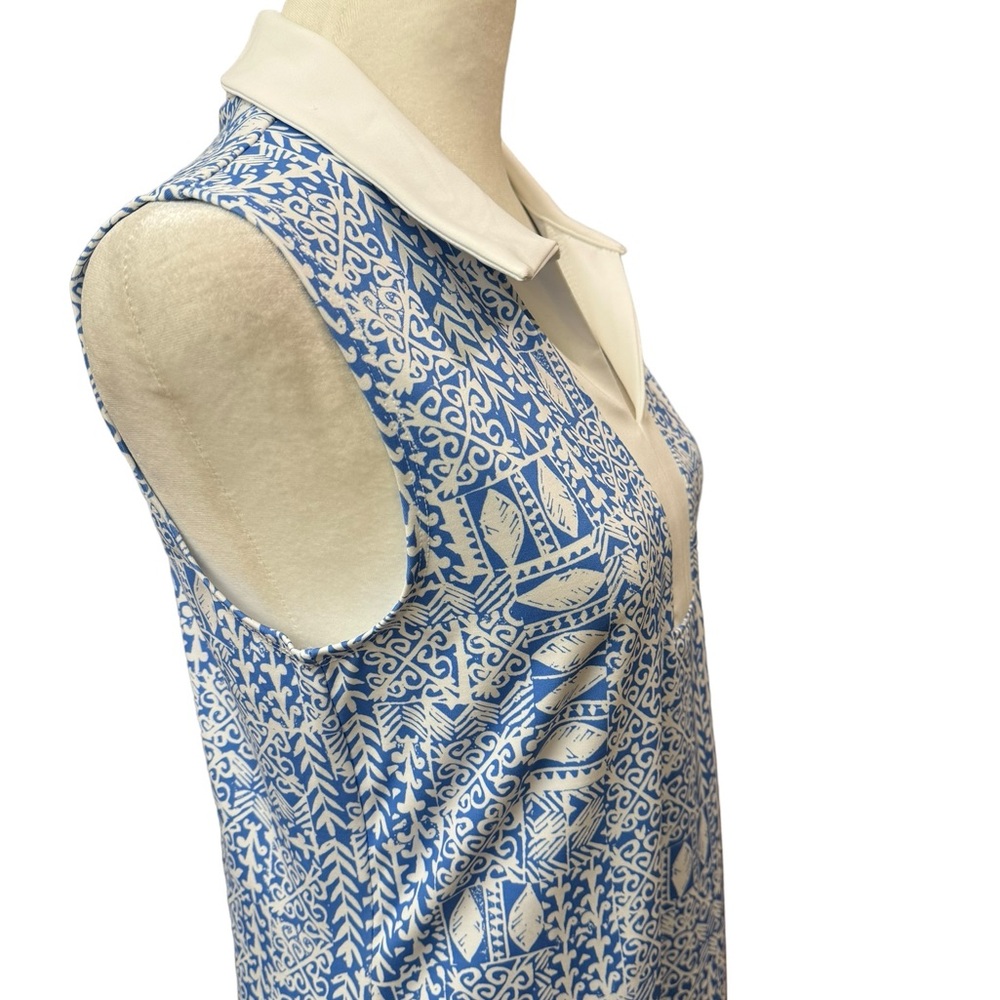 Sigrid Olsen Golf & Tennis V-Neck Sleeveless Dress - Blue & White. Size S. NWT - Picture 2 of 8